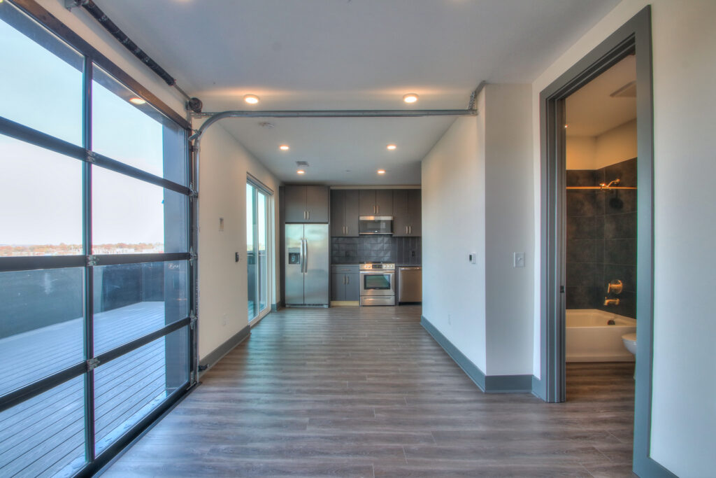 Muse 05 Muse, condominium, kitchen, Livingroom, garage door