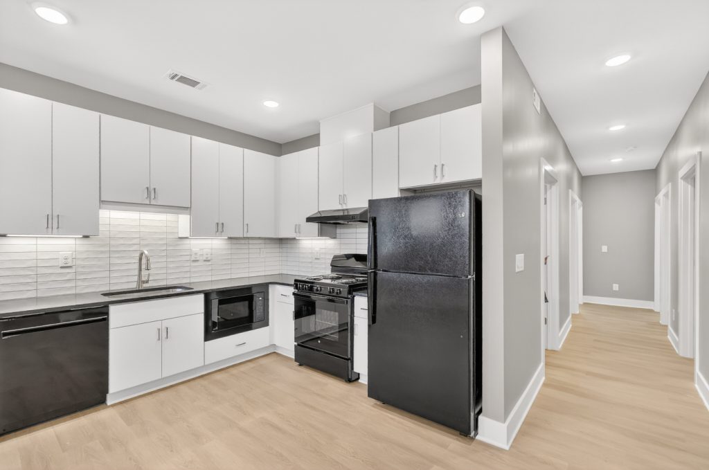 Phase 4 26th & Clarksville 06 Townhomes, complete, multifamily, construction, Nashville, housing, interior, hallway, kitchen