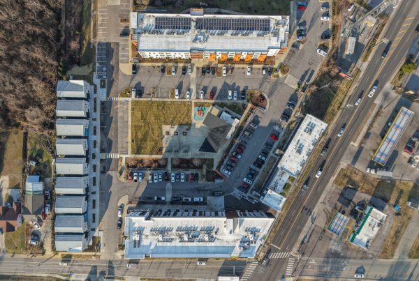 Townhomes, complete, multifamily, construction, Nashville, housing, aerial, exterior