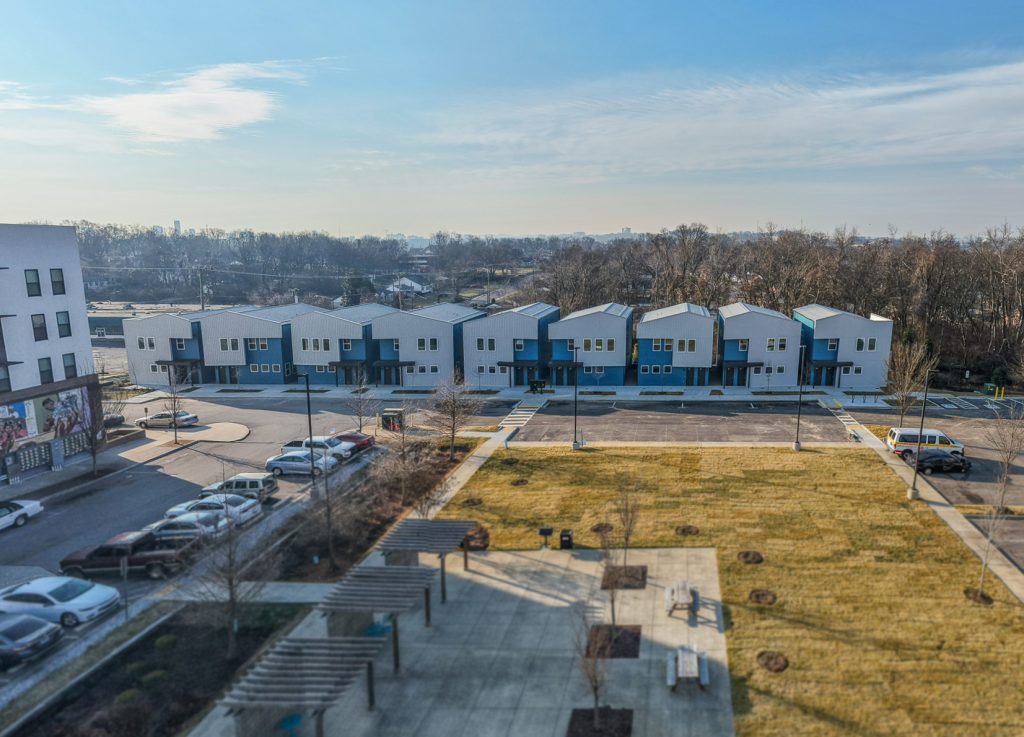 Phase 4 26th & Clarksville 03 Townhomes, complete, multifamily, construction, Nashville, housing, aerial, exterior