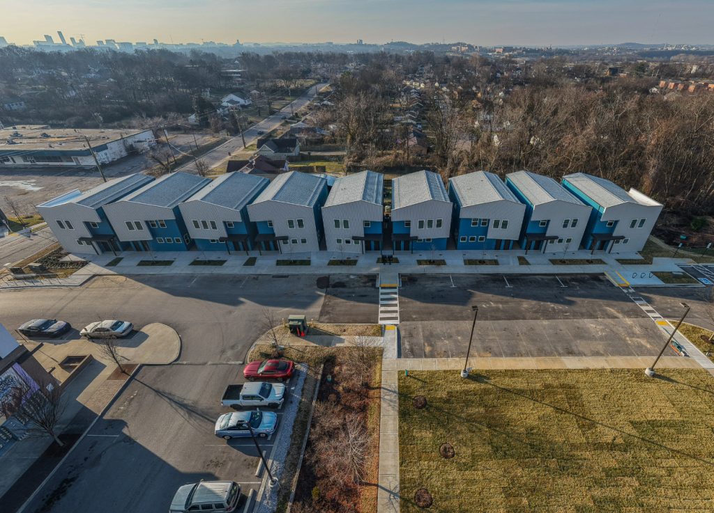 Phase 4 26th & Clarksville 08 Townhomes, complete, multifamily, construction, Nashville, housing, aerial, exterior